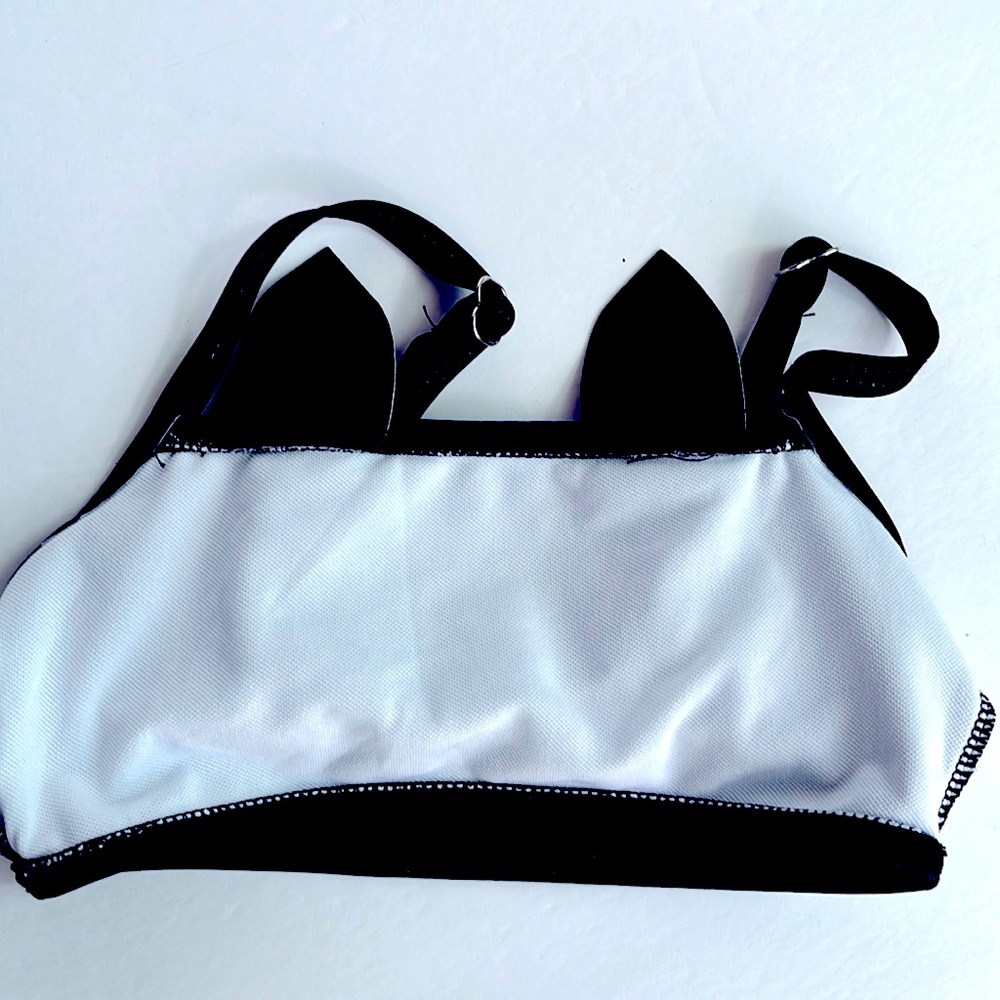 Cat Face Bikini Top Girls Size XS Black Cat Crop Top - Picture 4 of 5